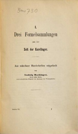 Drei Formelsammlungen aus der Zeit der Karolinger : aus Münchner Handschriften