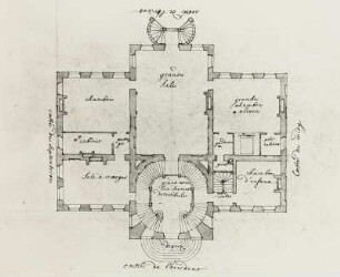 Plans et Elevations des Differentes Maisons et Batiments : Grundriss e. unbek. Gebäudes, Zeichn., J. de Bodt, 18. Jh.