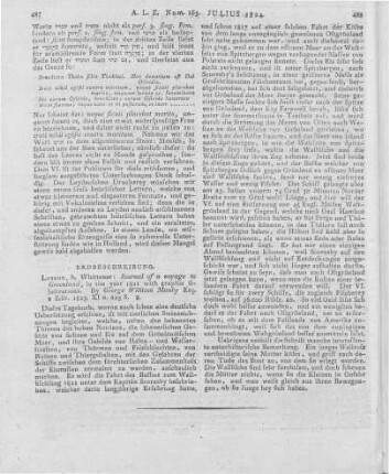 Manby, G. W.: Journal of a voyage to Greenland in the year 1821. 2. Aufl. London: Whittaner 1823