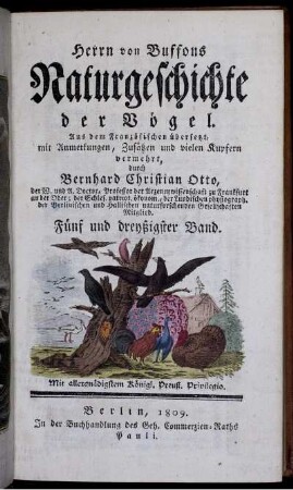 Bd. 35: Herrn von Buffons Naturgeschichte der Vögel. Fünf und dreyßigster Band