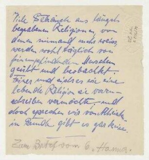 Notiz von Hannah Höch [Viele Gebräuche...].