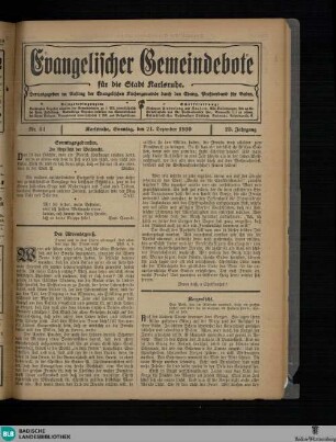Evangelischer Gemeindebote Karlsruhe