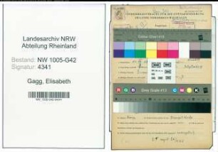 Entnazifizierung Elisabeth Gagg , geb. 14.12.1898 ()