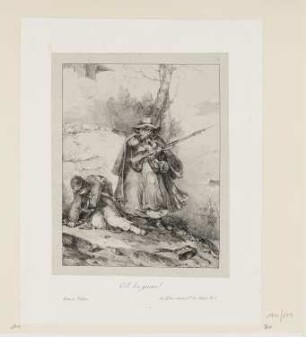 Kämpfende Marketenderin, aus: "Lithographische Skizzen"