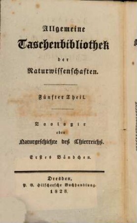 Zoologie oder Naturgeschichte des Thierreichs. 1. (1828)