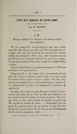 Étude d'un complexe du second ordre.