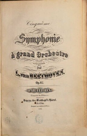 Cinquième symphonie à grand orchestre : op. 67