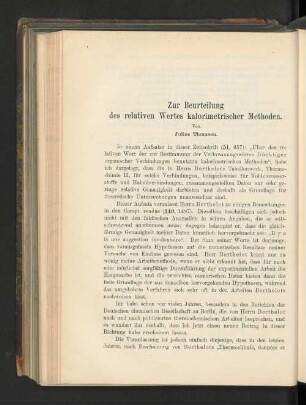 Zur Beurteilung des relativen Wertes kalorimetrischer Methoden.