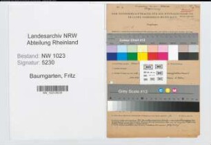 Entnazifizierung Fritz Baumgarten , geb. 16.02.1888 (Angestellter)