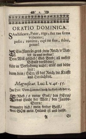 Oratio Dominica. - Hochzeitl. Hirten-Lied.
