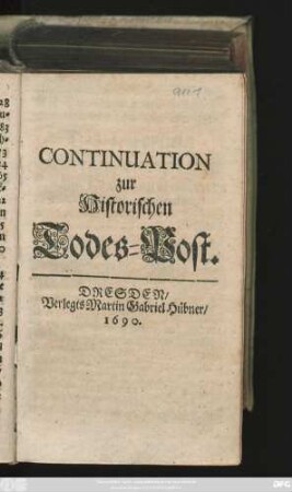Continuation zur Historischen Todes-Post