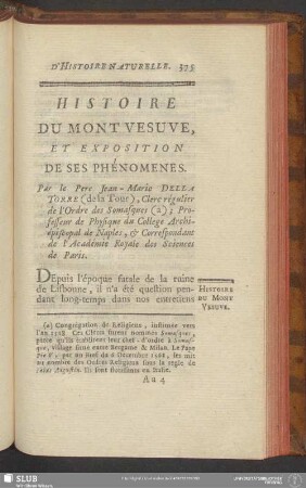 Histoire Du Mont Vesuve, Et Exposition De Ses Phénomenes