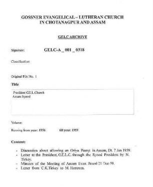 President G.E.L.Church (Assam Synod)
