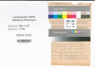 Entnazifizierung Erich Niemir , geb. 05.01.1908 (Lehrer)
