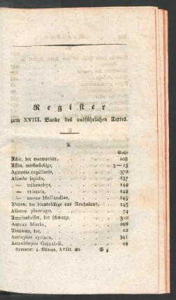 Register zum XVIII. Bande des ausführlichen Textes.