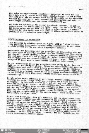 Gewerkschaften im Widerstand