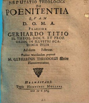 Disp. theol. de poenitentia