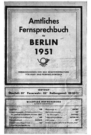 1951: Amtliches Fernsprechbuch für Berlin