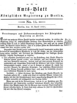 No 14, 25. April 1821