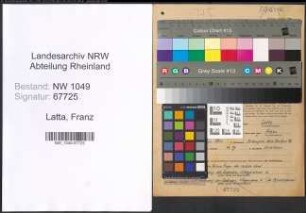 Entnazifizierung Franz Latta , geb. 16.09.1902 (Werkstoffberater)