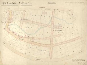 Fluchtlinienplan in Flur D der Gemeinde Eiserfeld. "Auf der Neuwies", "In den Hüffeln" und "Das Wiedttal"