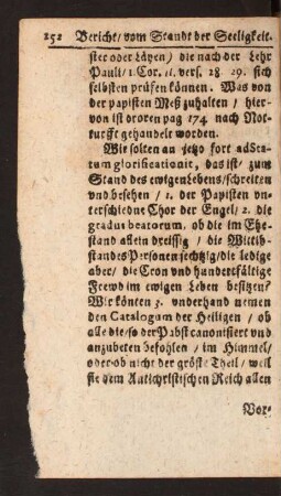 Bericht/ vom Standt der Seeligkeit.