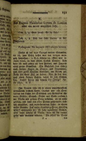 X. Aus Eugenii Philalethae Lumen de Lumine oder ein neues magisches Licht.