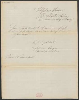Brief an B. Schott's Söhne : 20.11.1882