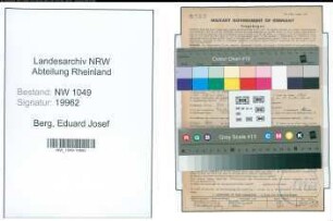 Entnazifizierung Eduard Josef Berg , geb. 10.04.1910 (Metzgermeister)