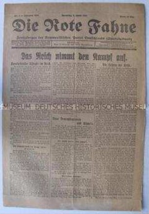 Kommunistische Tageszeitung "Die Rote Fahne" zu den revolutionären Kämpfen in Berlin im Januar 1919
