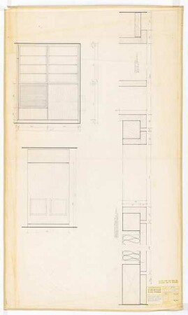 Hochschulbibliothek, Karlsruhe Neubau: Röllchenbahn senkrechter Schnitt Ansichten, 1:10, 1:1