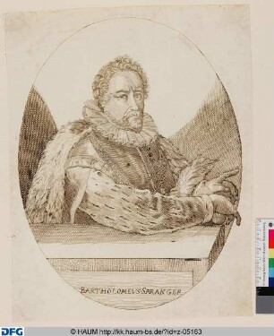 Brustbild des Bartholomeus Spranger hinter einer Brüstung