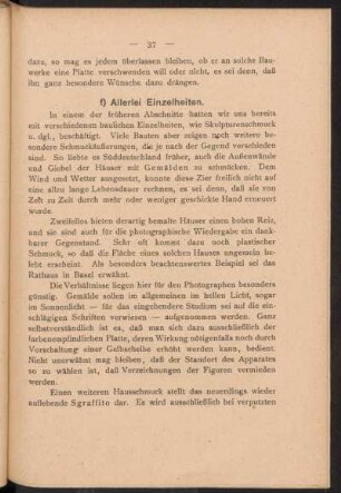 f) Allerlei Einzelheiten.