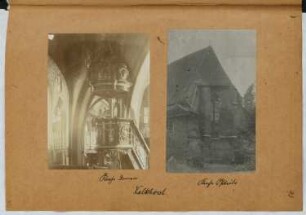 Dorfkirche, Kalkhorst: Ansicht von Osten, Innenansicht (aus: Skizzen- und Fotoalbum 25)