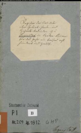 Zivilstandsregister der katholischen Gemeinde Hegensdorf, Kreis Büren (GAHT 1812) (Gemeinde: Katholische Gemeinde Hegensdorf)