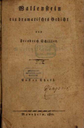 Wallenstein : ein dramatisches Gedicht, 1