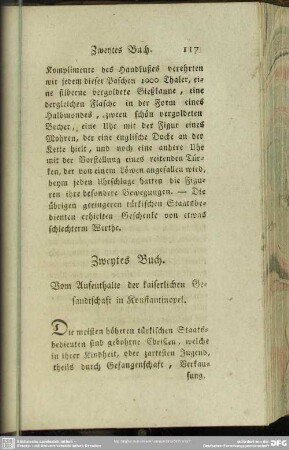 Zweytes Buch. Vom Aufenthalte der kaiserlichen Gesandtschaft in Konstantinopel