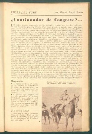 ¿Continuador de Congreve? ... : Cosas del turf