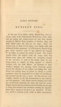 Early history of Runjeet Sing
