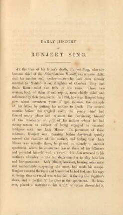 Early history of Runjeet Sing