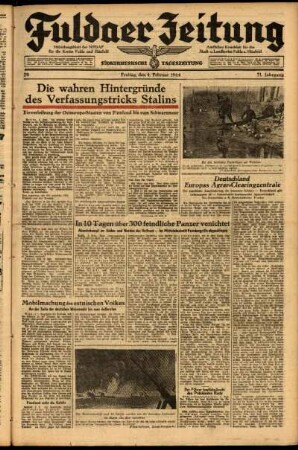 Ausgabe vom Freitag, den 04. Februar 1944.
