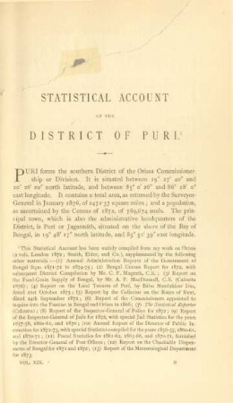 Statistical account of the District of Puri