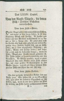 Das LXXIV. Capitel. Von den Raub-Vögeln, die denen Fisch-Teichen Schaden verursachen