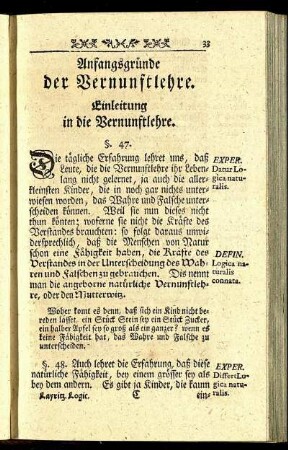 Anfangsgründe der Vernunftlehre. Einleitung in die Vernunftlehre.