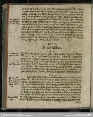 Cap. V. De Effectibus
