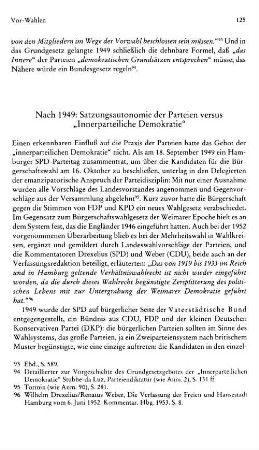 Nach 1949: Satzungsautonomie der Parteien versus "Innerparteiliche Demokratie"