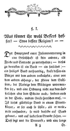 §. I. Was könnet ihr wohl Bessers hoffen? - Etwa bessere Religion?