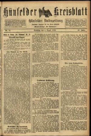 Ausgabe vom Samstag, den 04. August 1923.