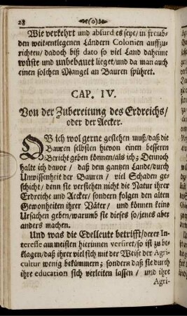 Cap. IV. Von der Zubereitung des Erdreichs, oder der Aecker