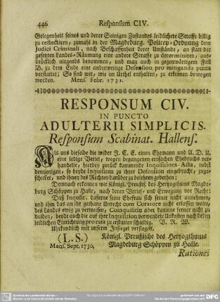 Responsum CIV. In Puncto Adulterii Simplicis